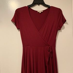 Red Faux Wrap Dress